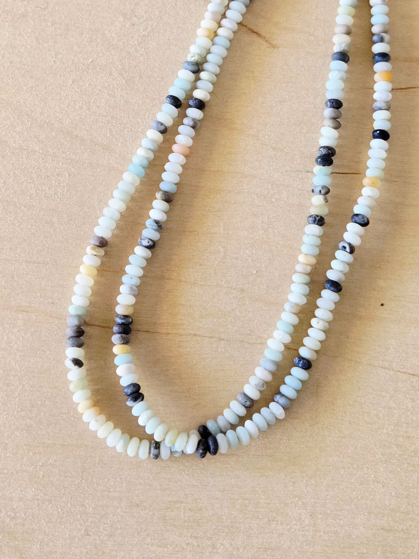 Amazonite beaded necklaces-Matte Rondelle beads