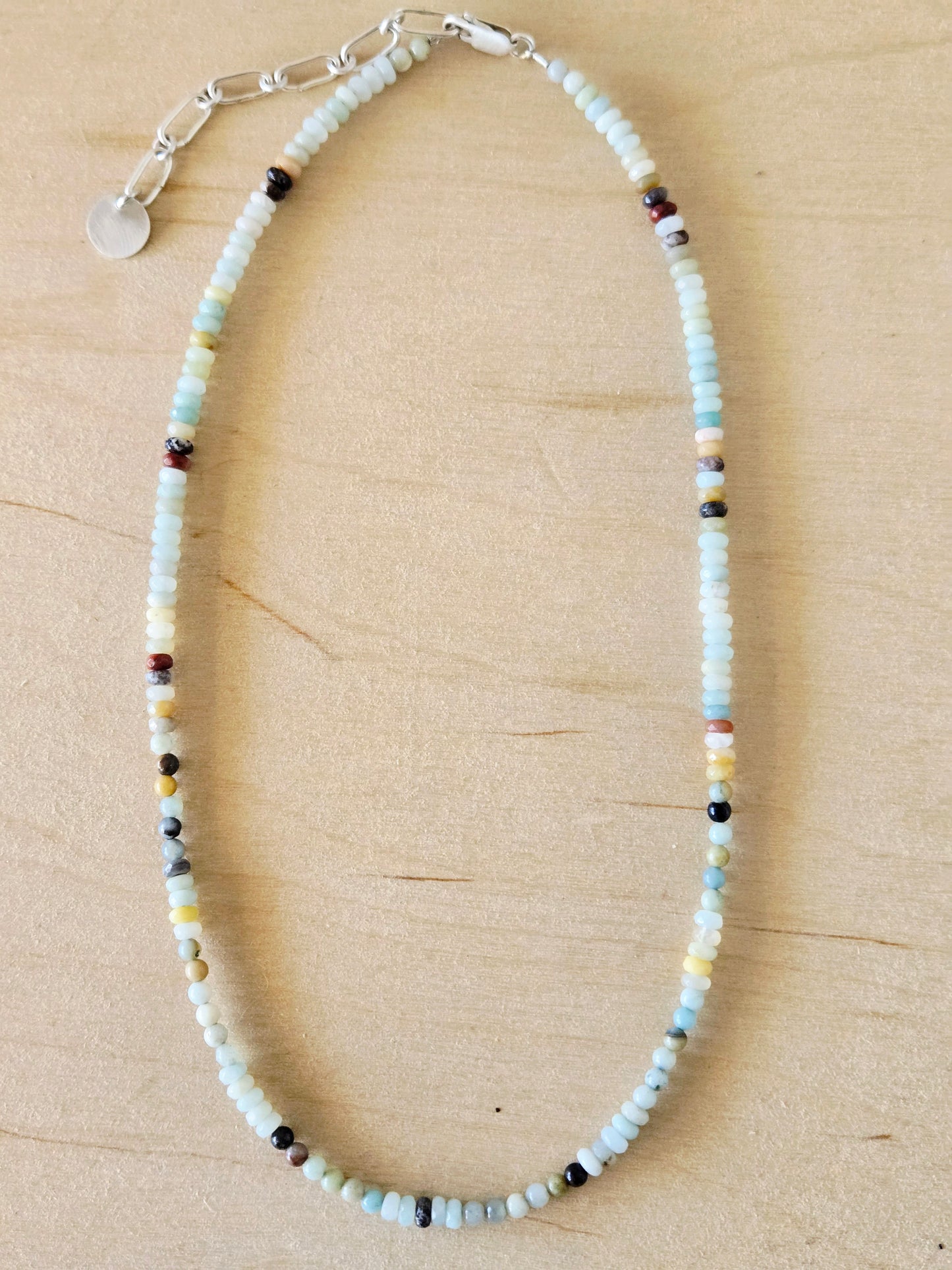 Amazonite beaded necklaces-Small round & rondelle beads