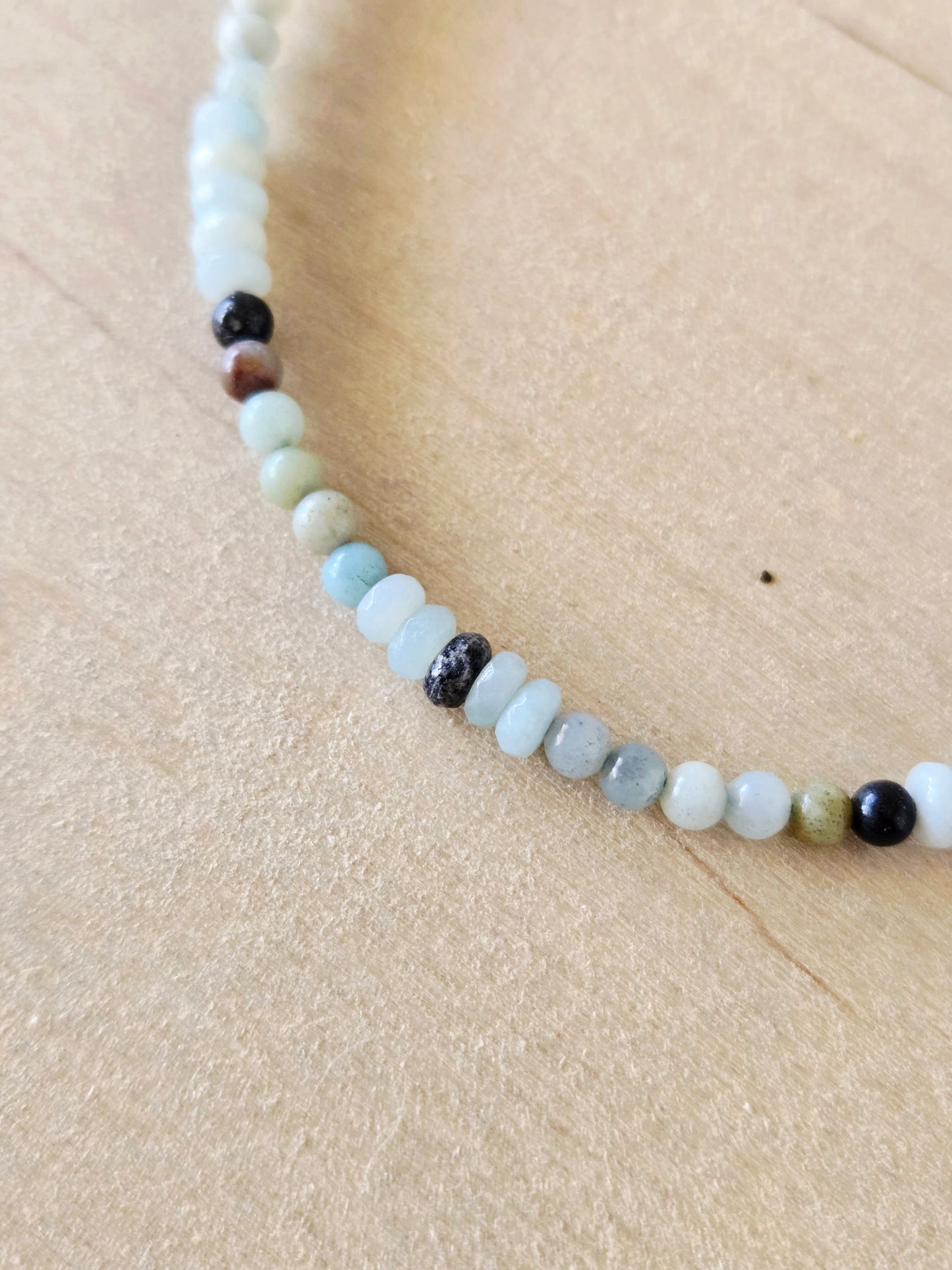 Amazonite beaded necklaces-Small round & rondelle beads