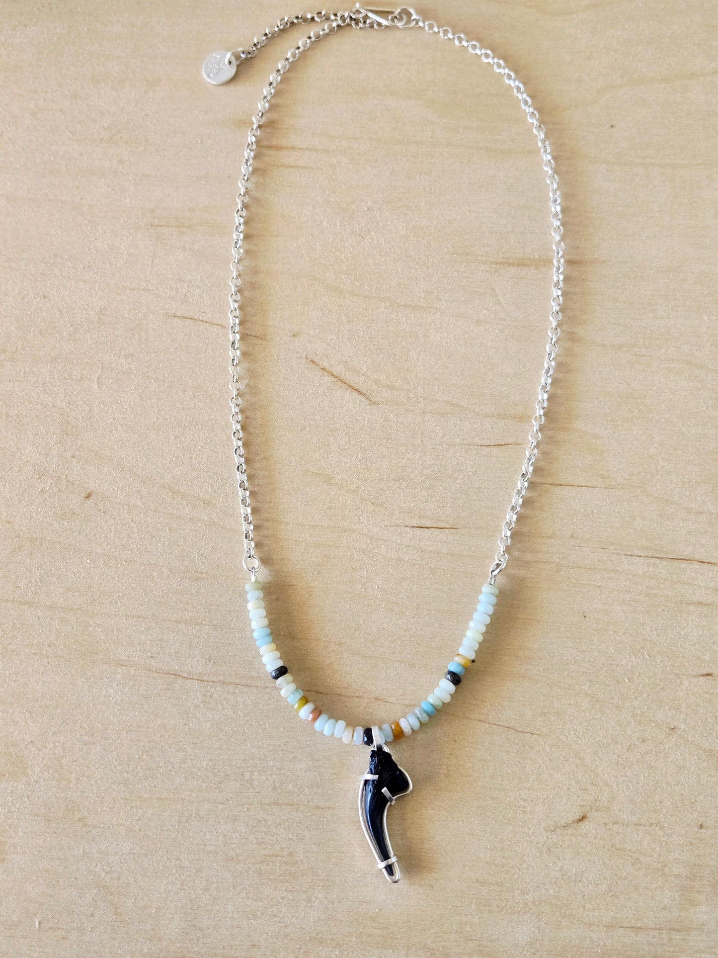 Curved Shark Tooth Fossil charm/pendant