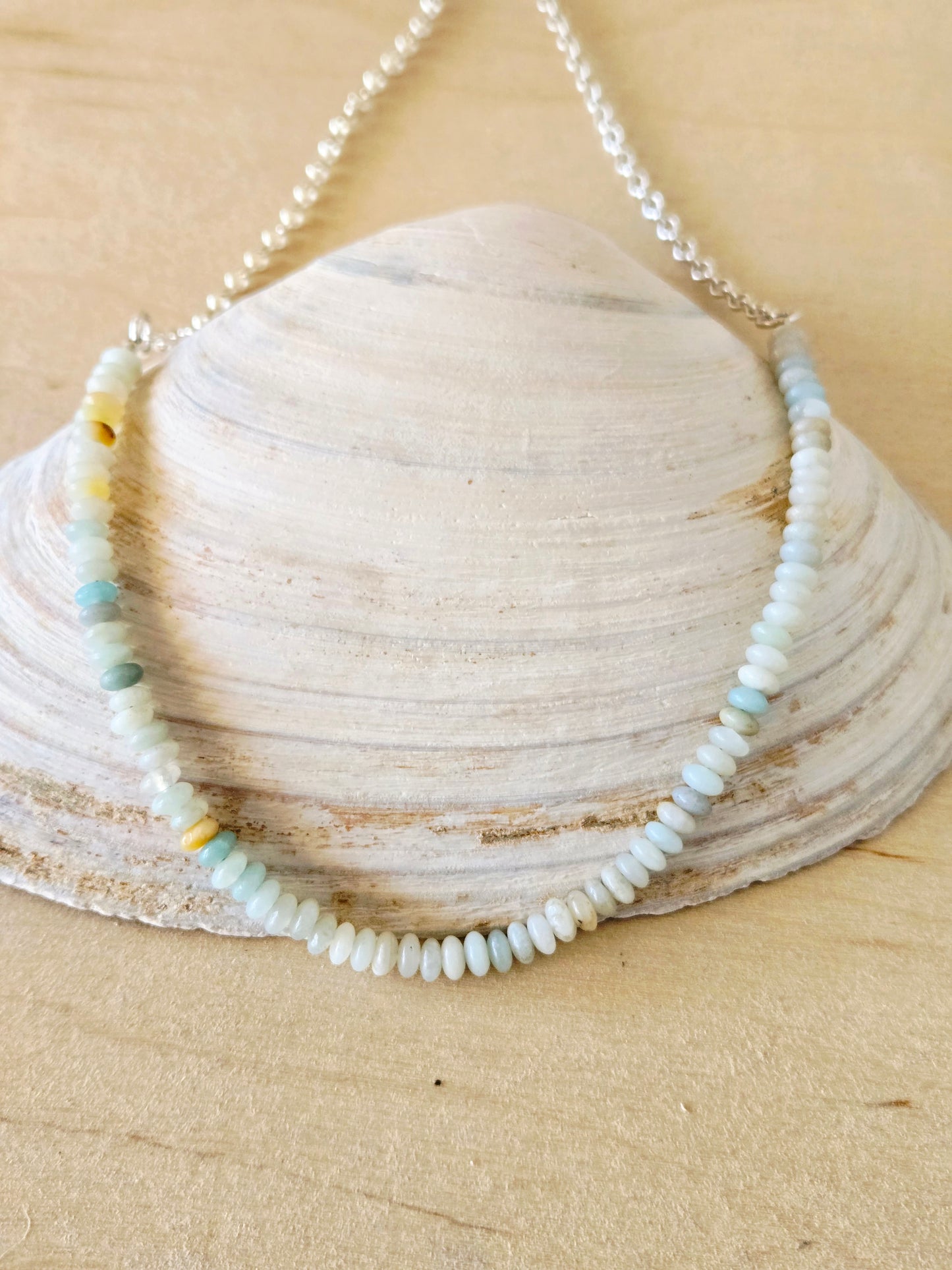 Dawn Necklace: Amazonite beaded chain necklace