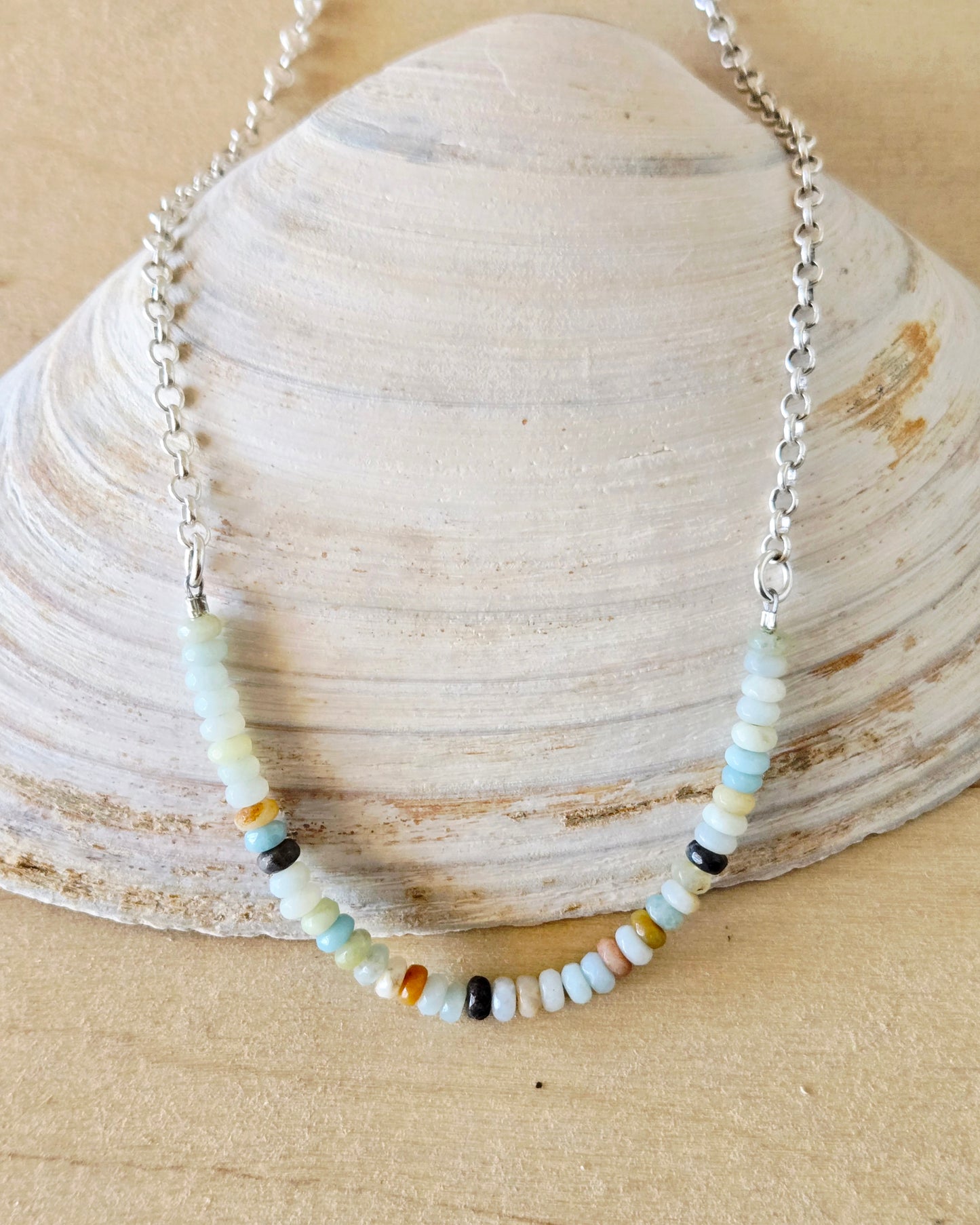 Sunset Necklace: Amazonite beaded chain necklace