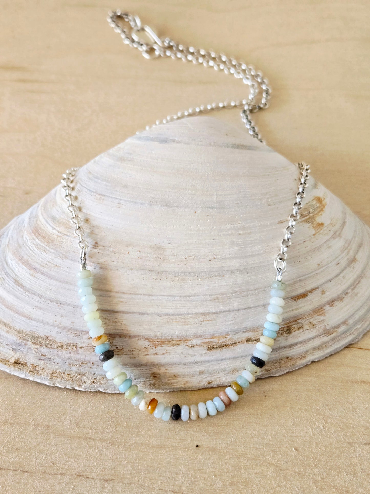 Sunset Necklace: Amazonite beaded chain necklace