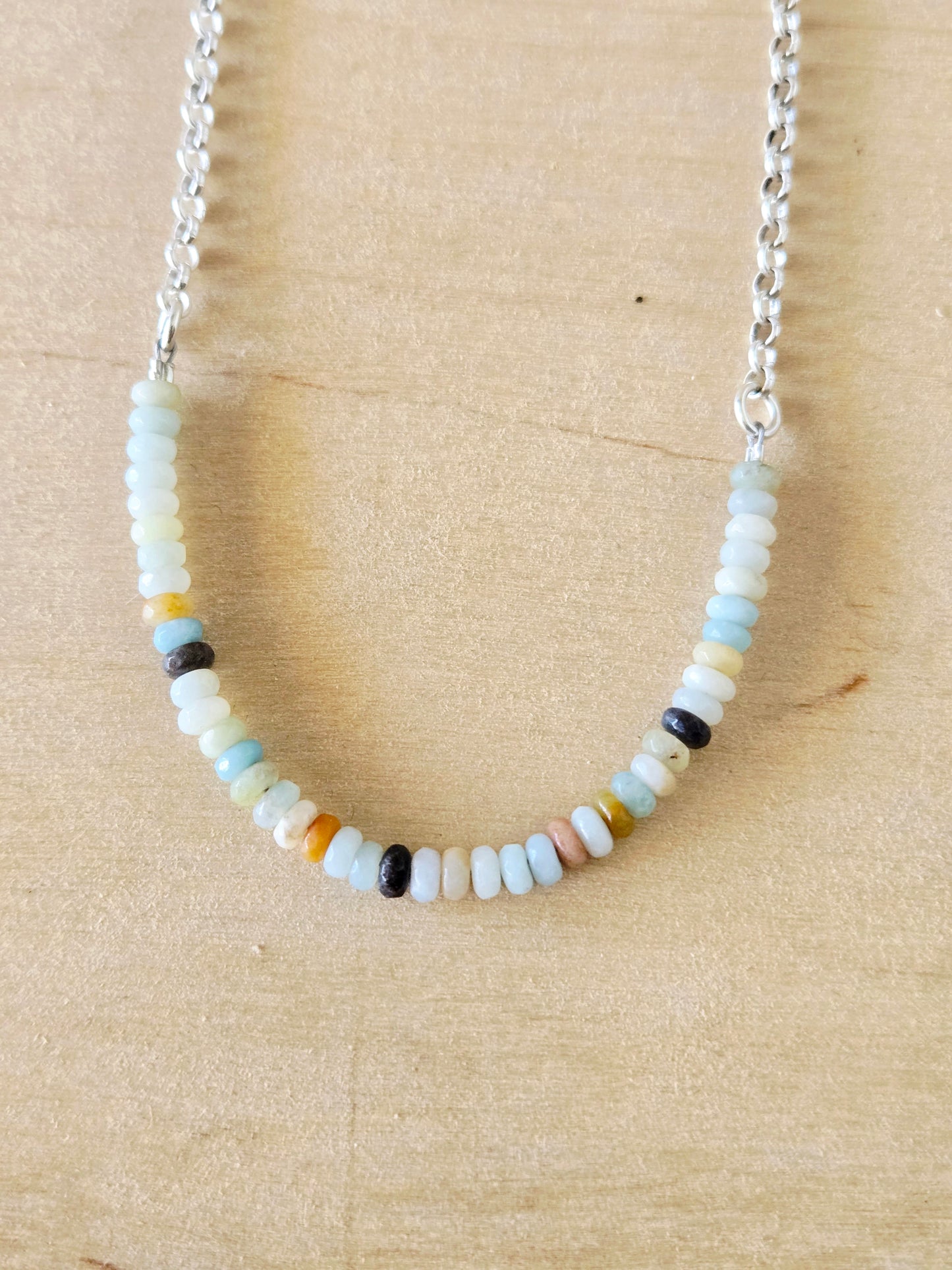 Sunset Necklace: Amazonite beaded chain necklace