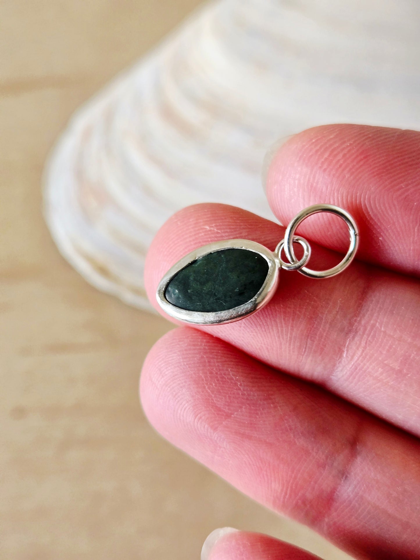 Sea Green Beach Stone Charm-small