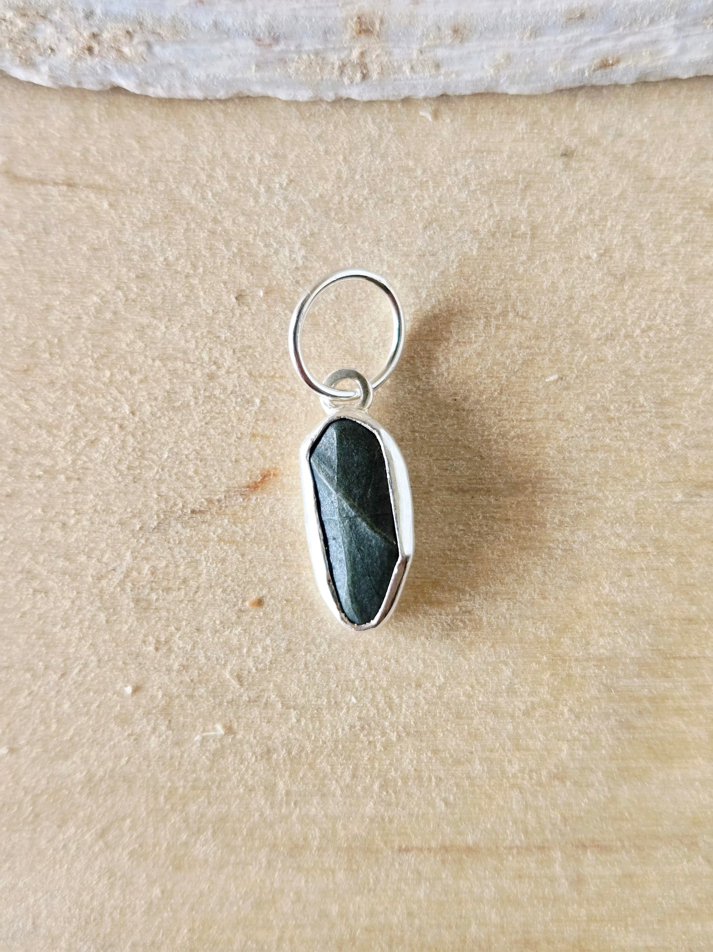 Green Beach Stone Leaf Charm-small