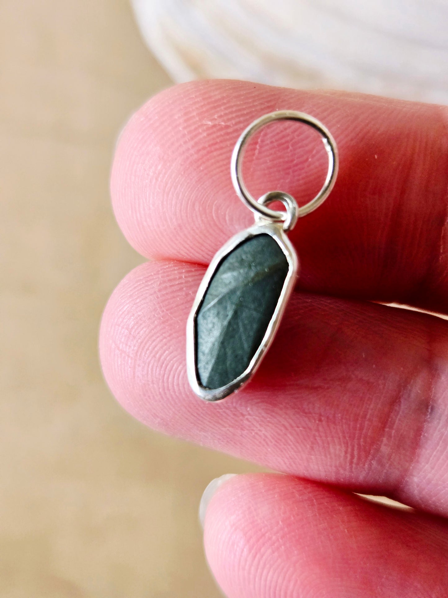 Green Beach Stone Leaf Charm-small