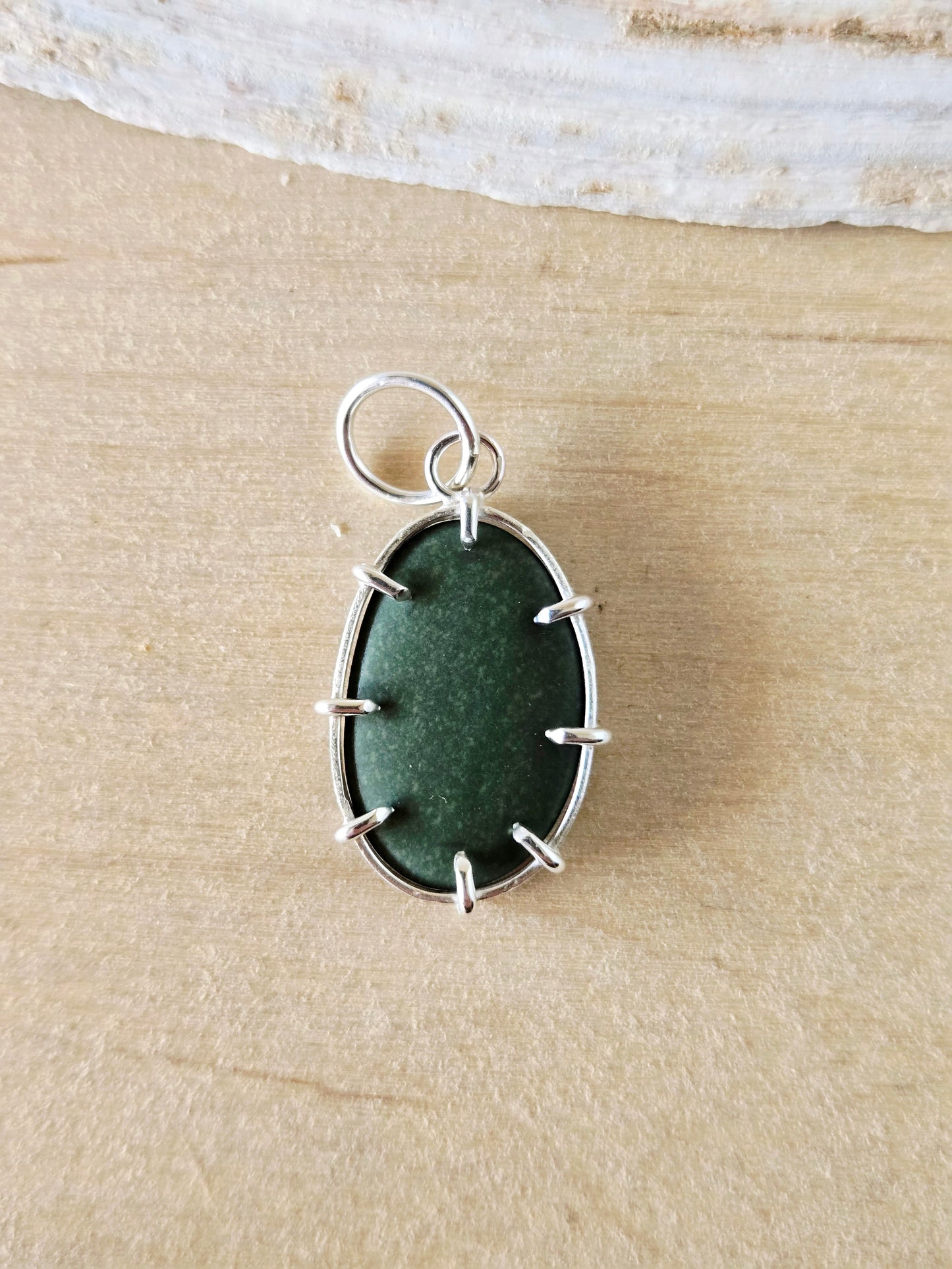 Large Green Beach Stone Charm