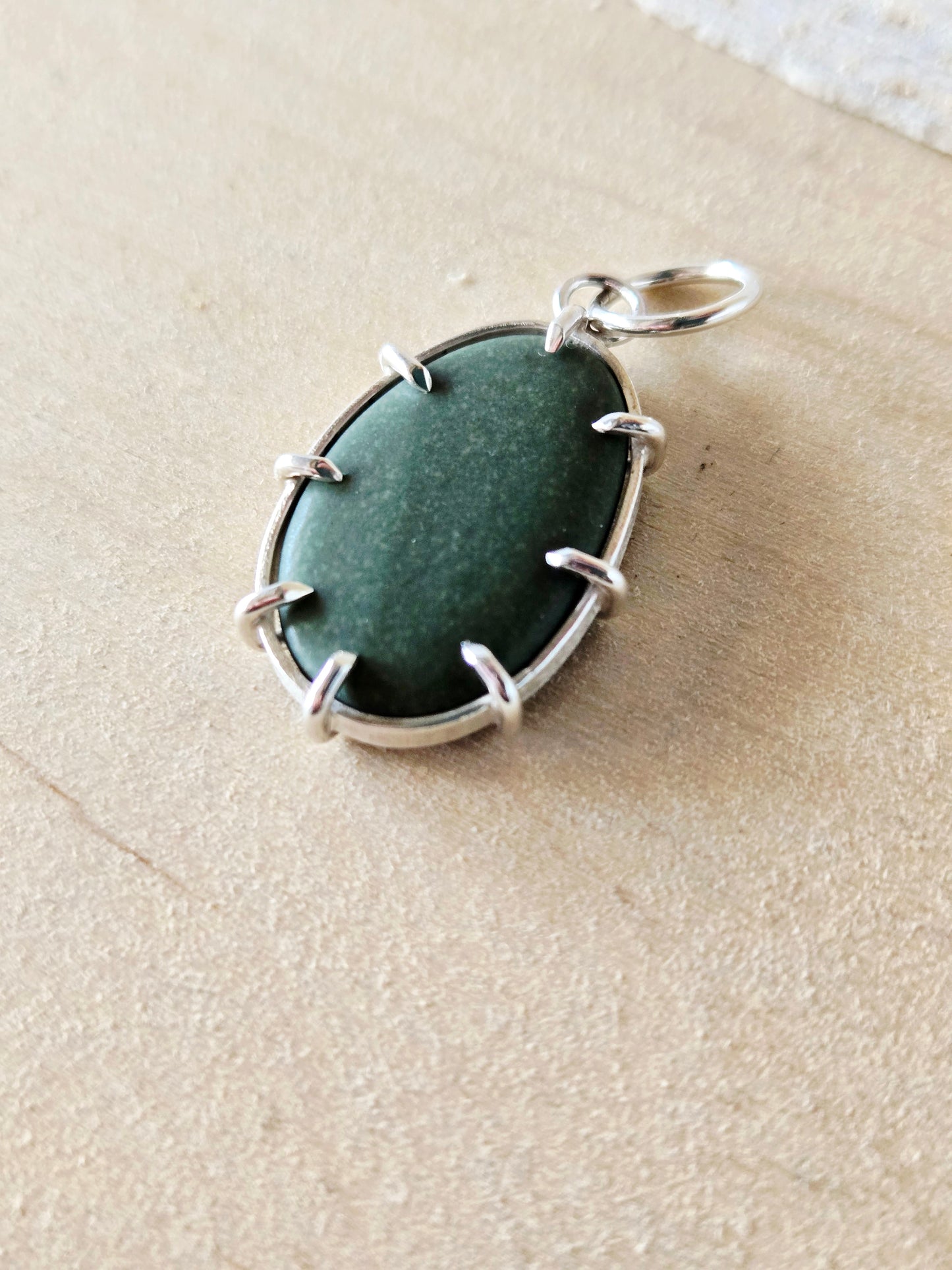 Large Green Beach Stone Charm