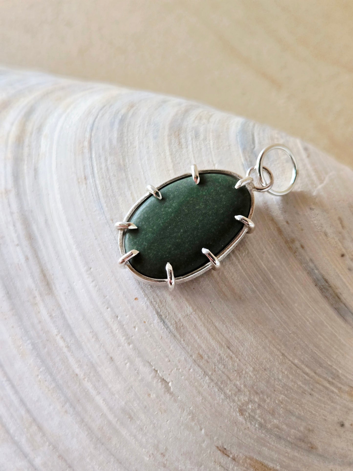 Large Green Beach Stone Charm