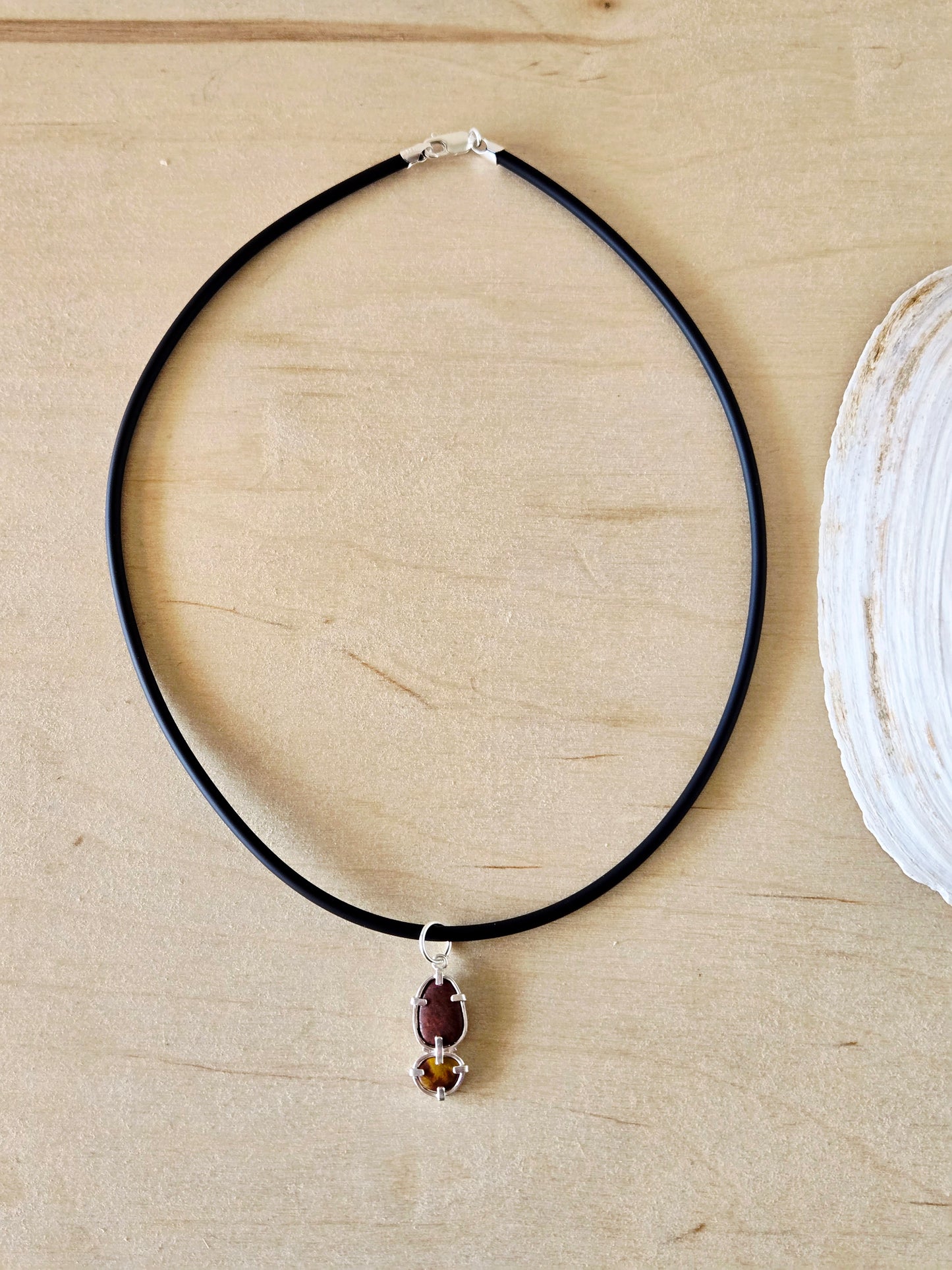 2 Stone Red & Goldenrod Beach Stone Charm