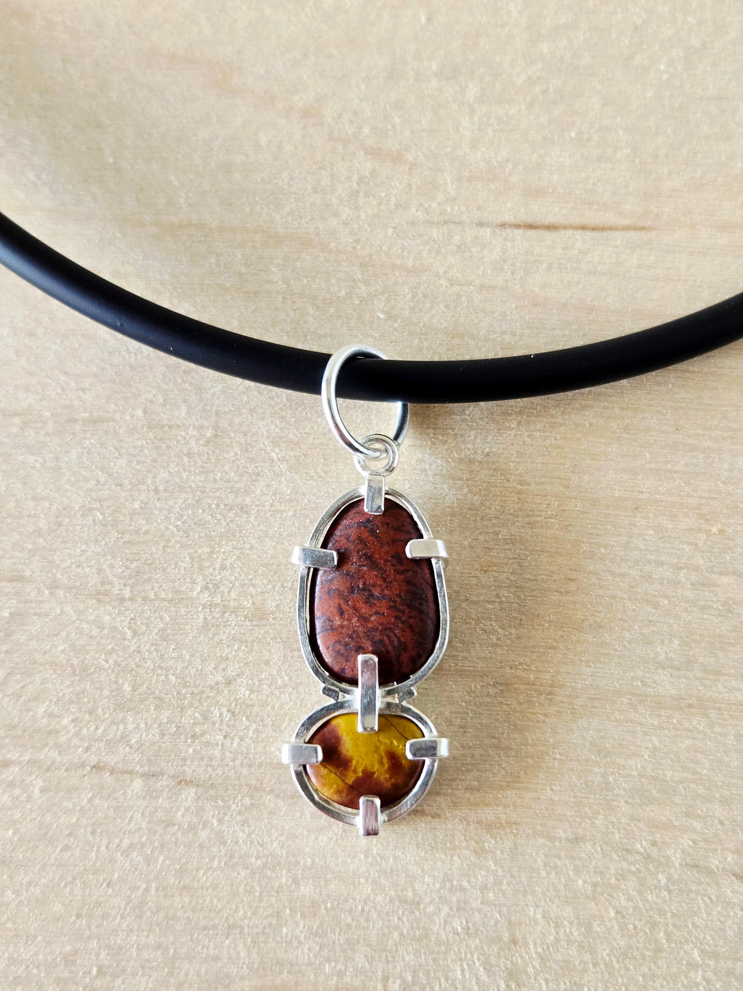 2 Stone Red & Goldenrod Beach Stone Charm