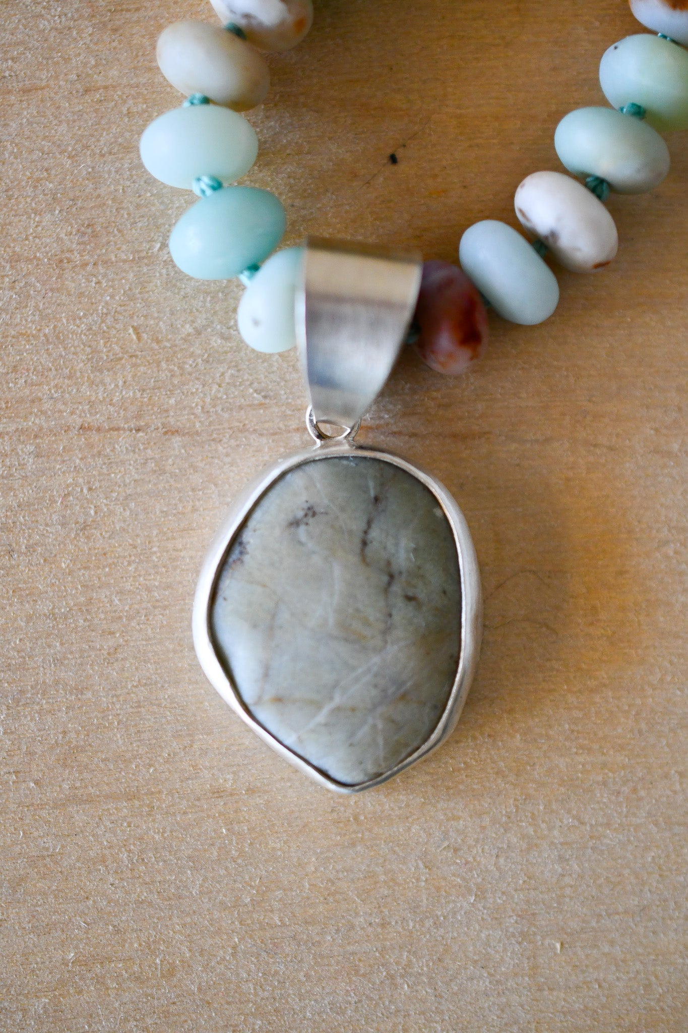 Amazonite and Beach Stone Necklace