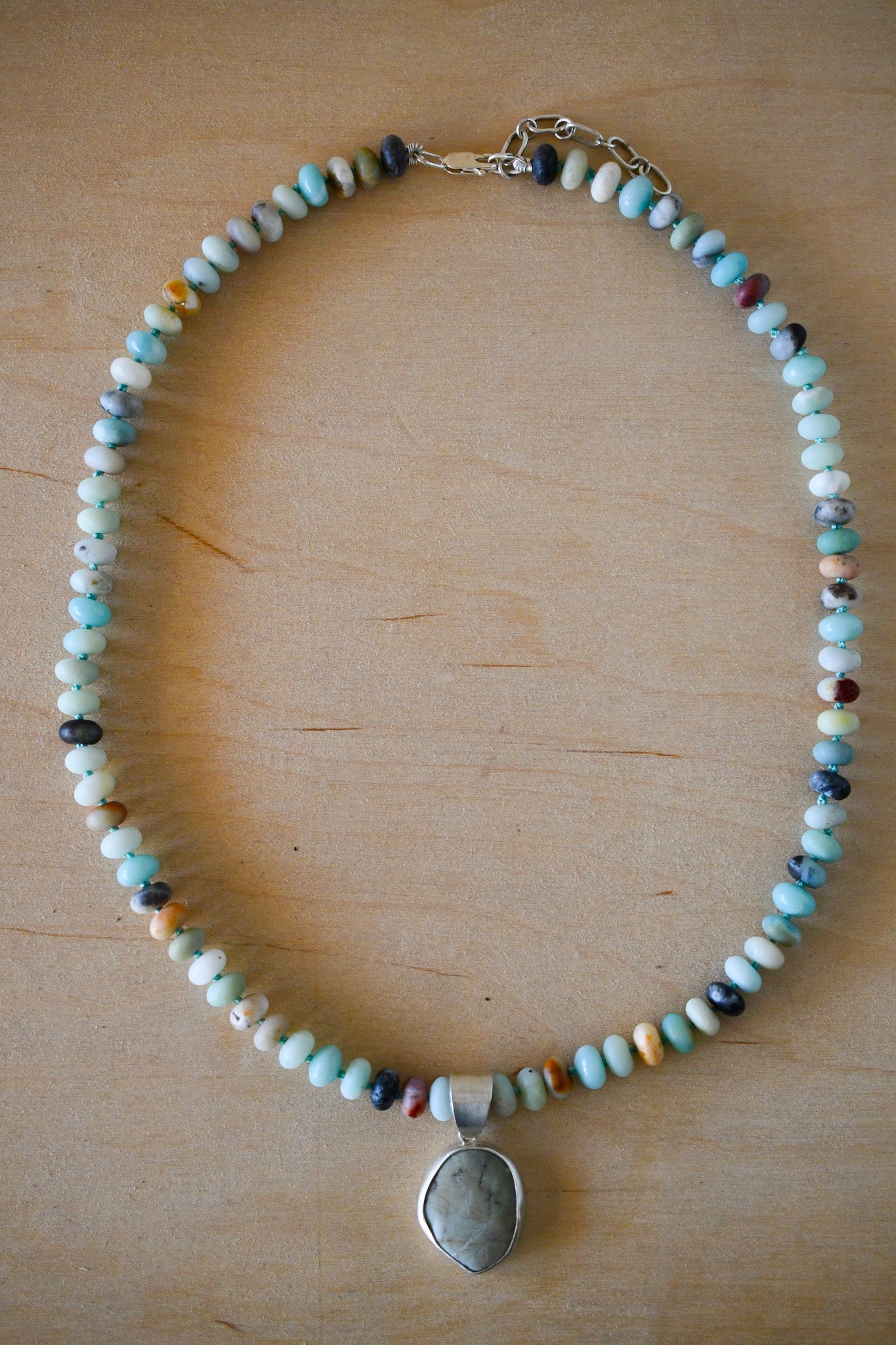 Amazonite and Beach Stone Necklace