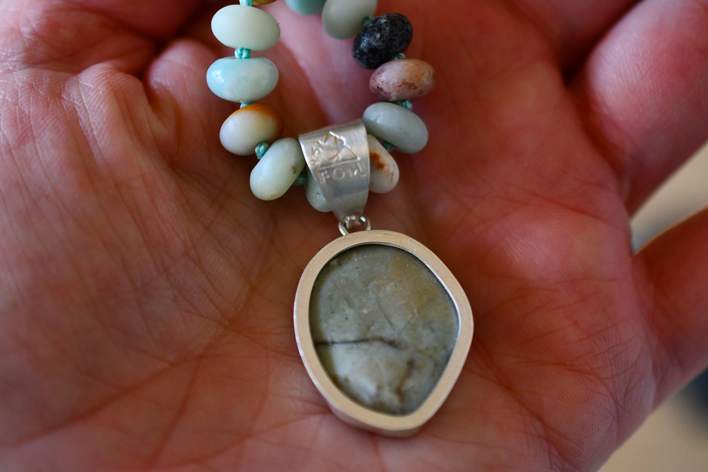 Amazonite and Beach Stone Necklace