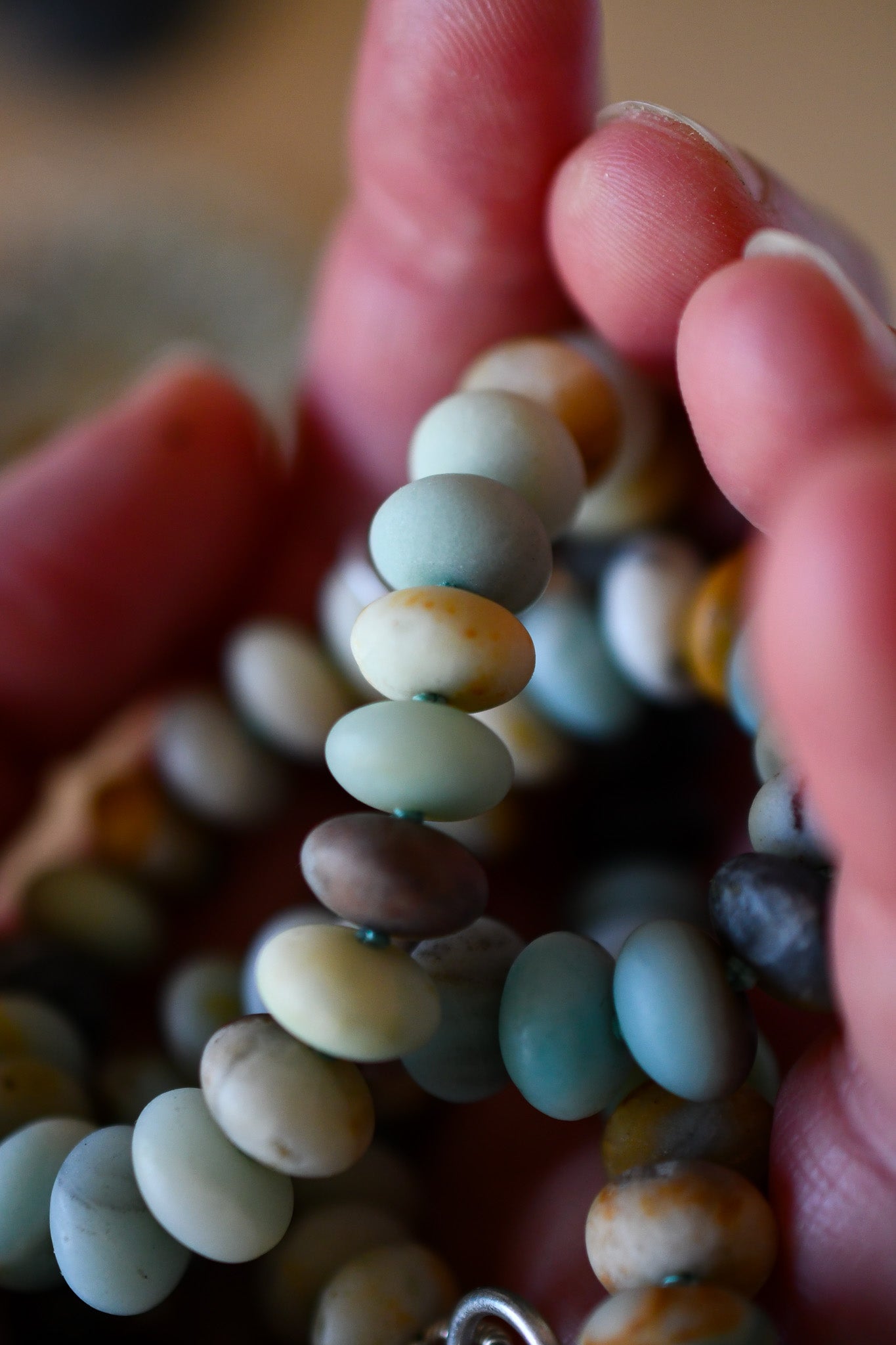 Amazonite and Beach Stone Necklace