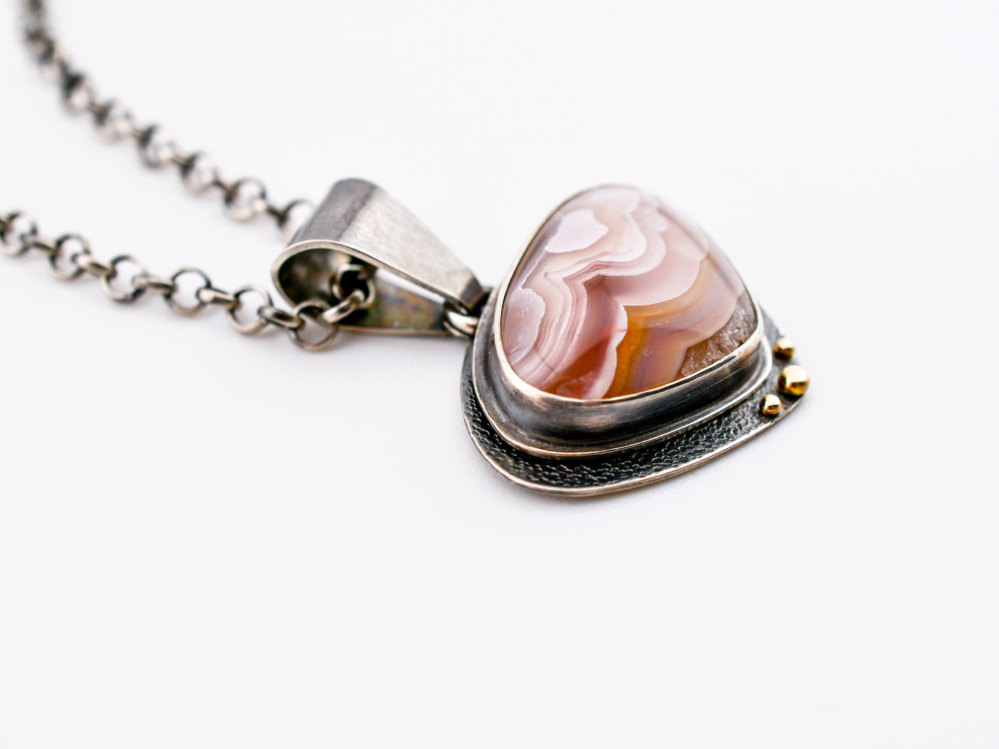 Alba Necklace-Rounded Triangle Agua Nueva Agate-SS/14k