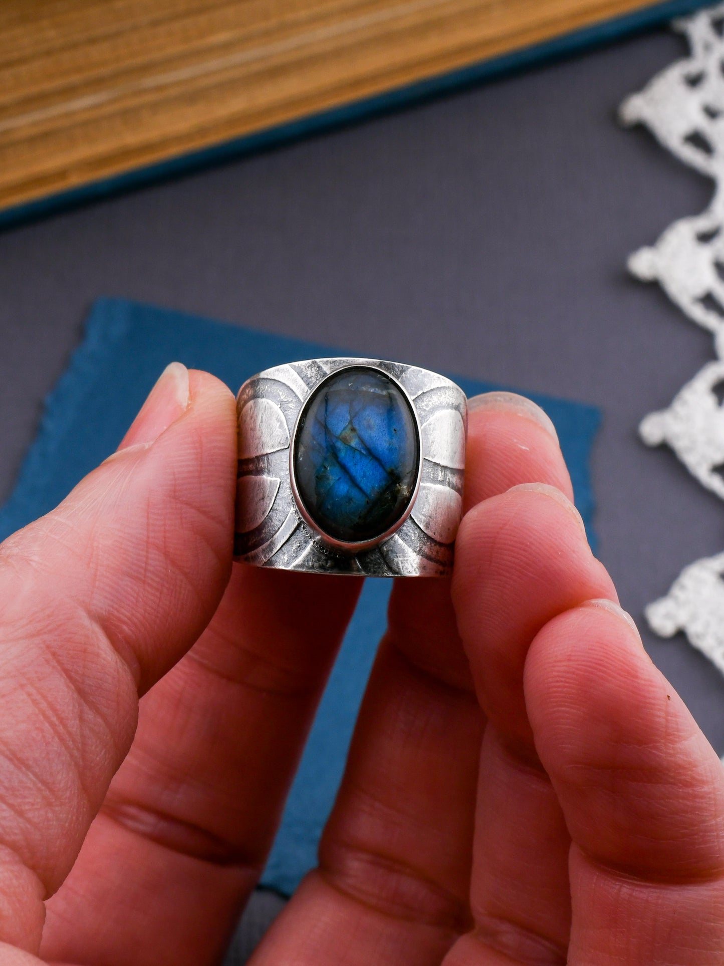 Labradorite Deco Ring-size 7 US