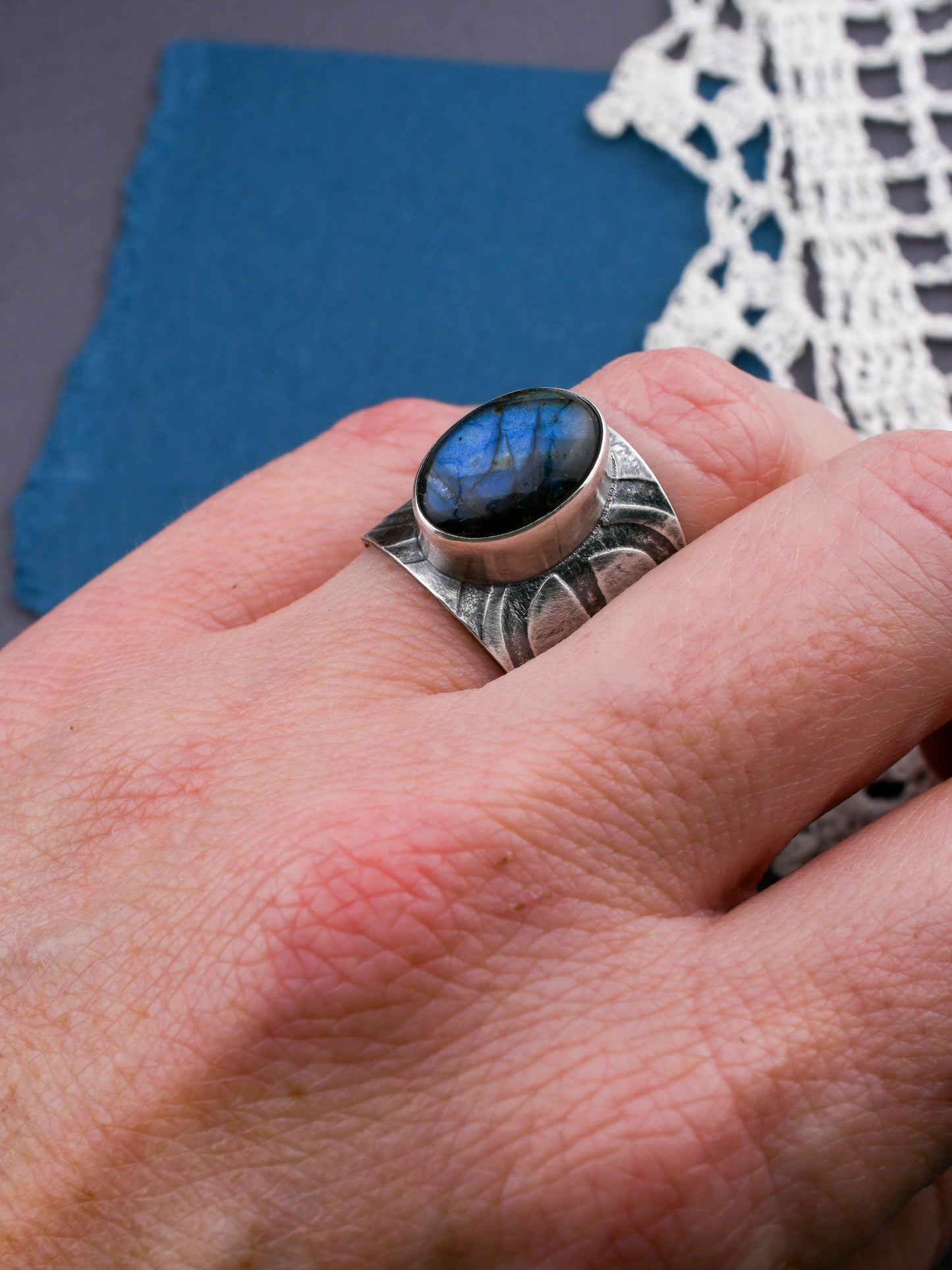 Labradorite Deco Ring-size 7 US
