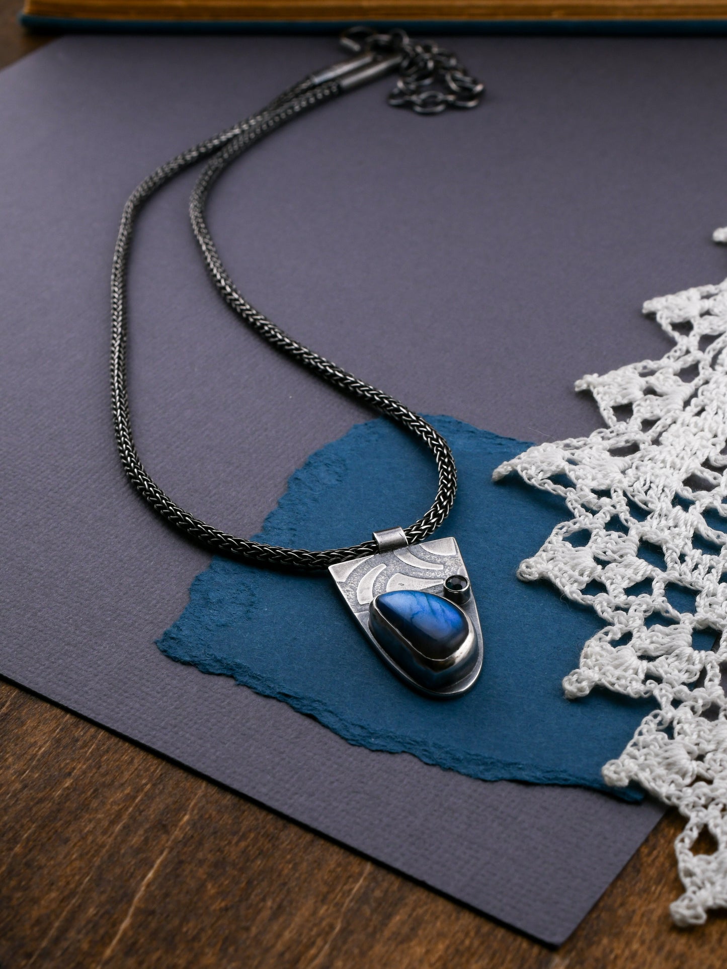 Labradorite and Teal Topaz Deco Necklace
