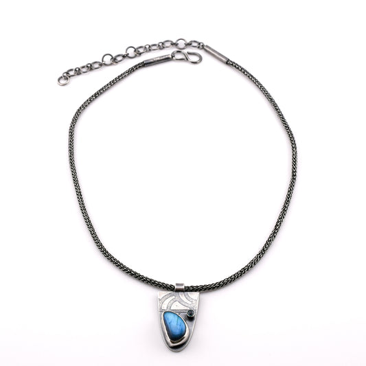 Labradorite and Teal Topaz Deco Necklace