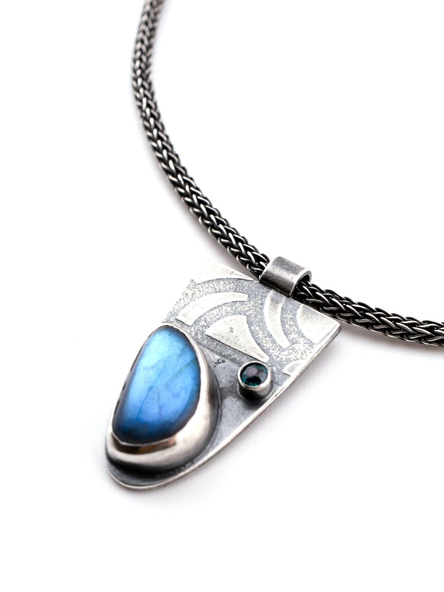 Labradorite and Teal Topaz Deco Necklace