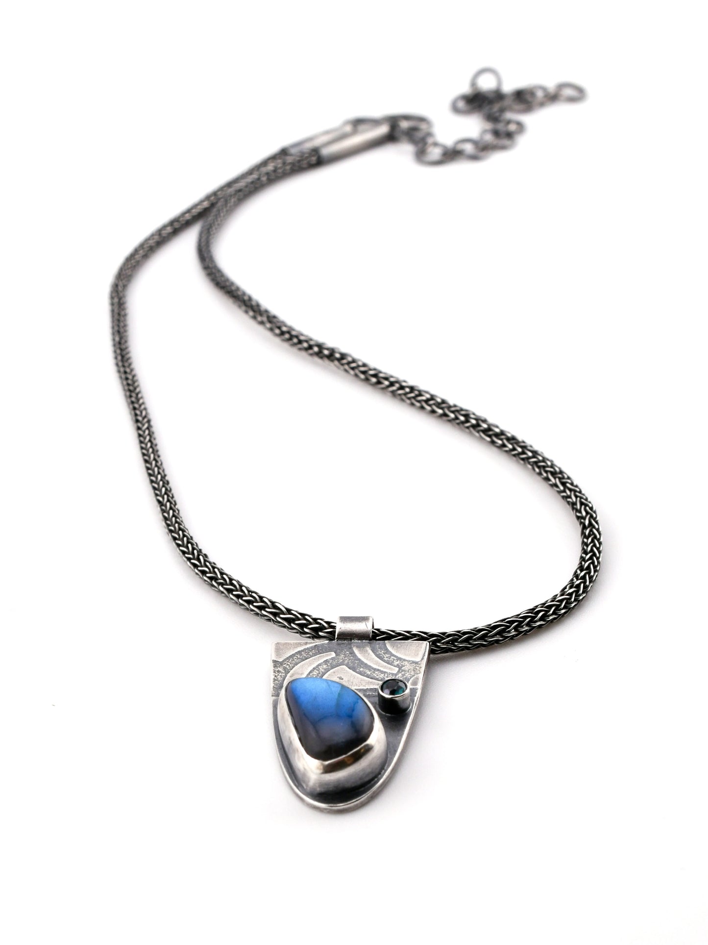 Labradorite and Teal Topaz Deco Necklace