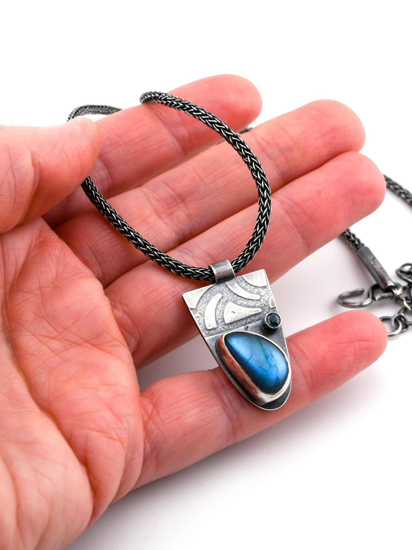 Labradorite and Teal Topaz Deco Necklace