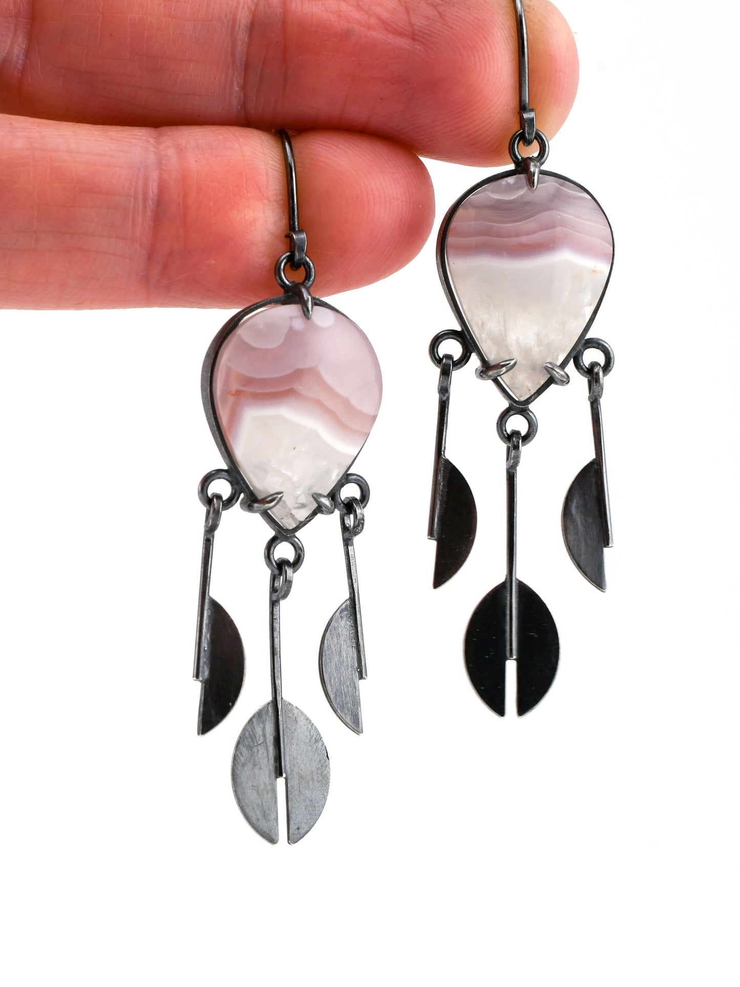 Monsoon earrings: Teardrop Purple Aqua Nueva Agate