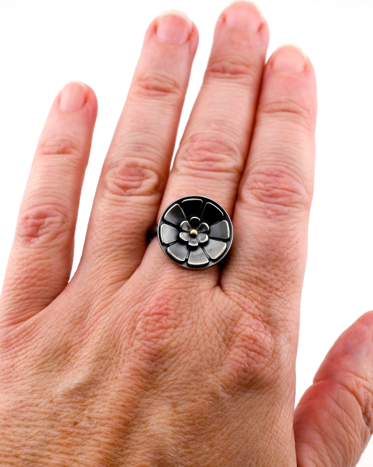 Flower ring- SS/14k