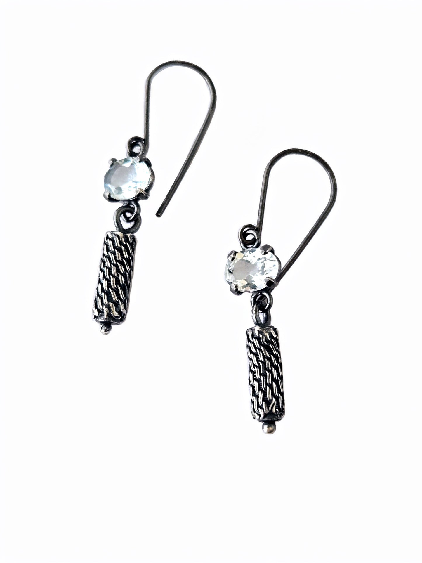 Petite Column Earrings with Aquamarine