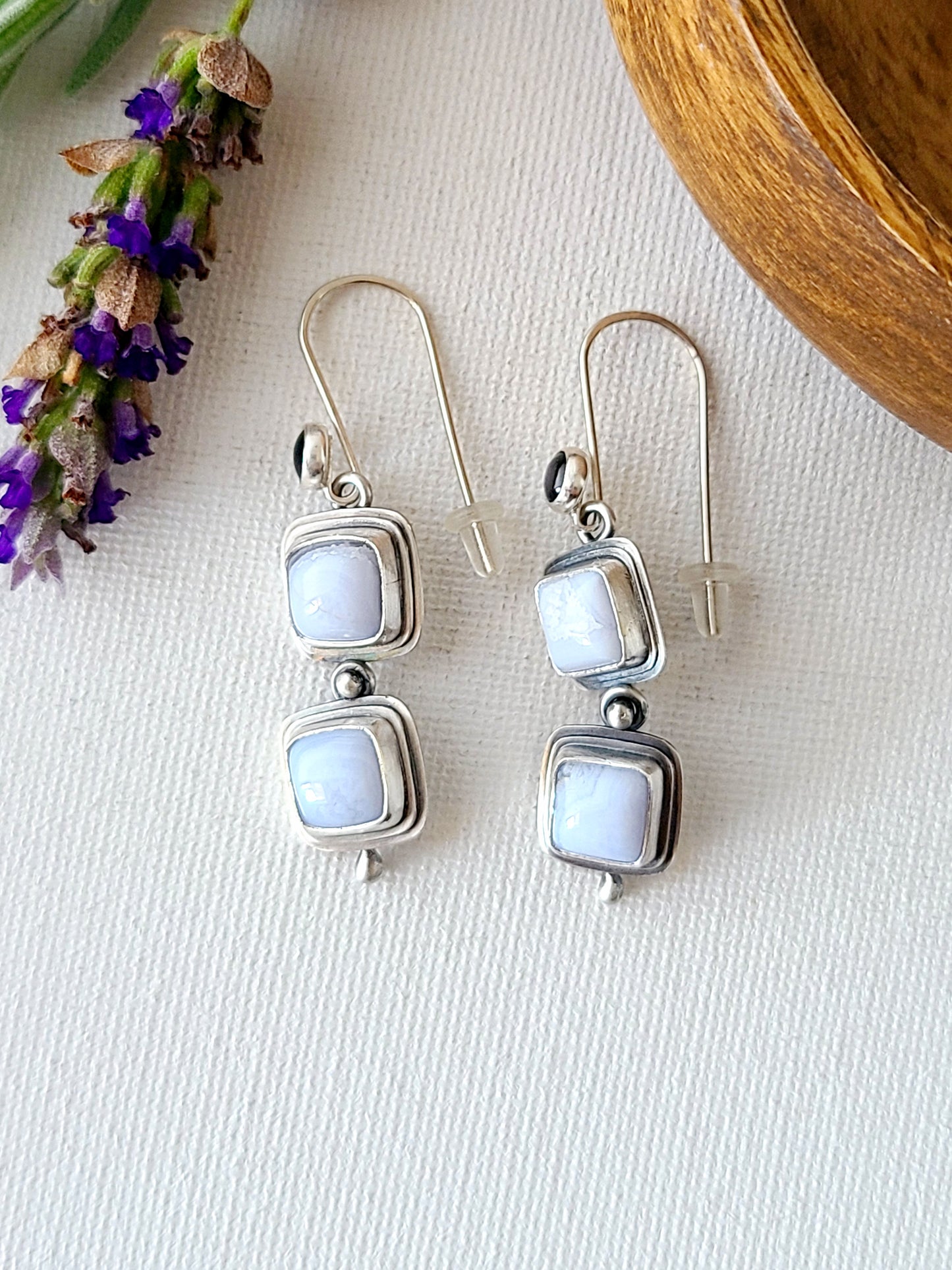 Blue Mist: Two Drop Dangle Earrings