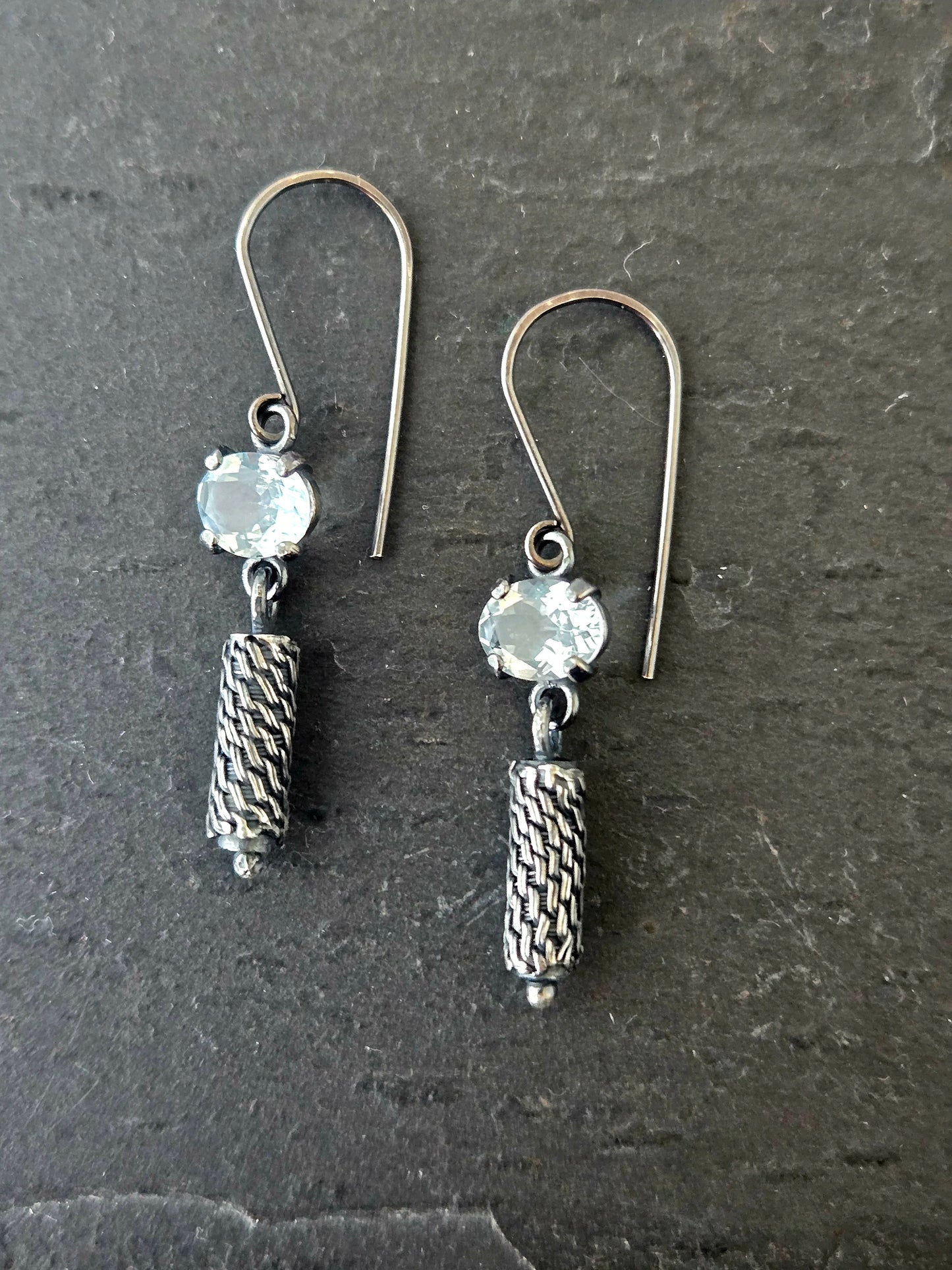 Petite Column Earrings with Aquamarine