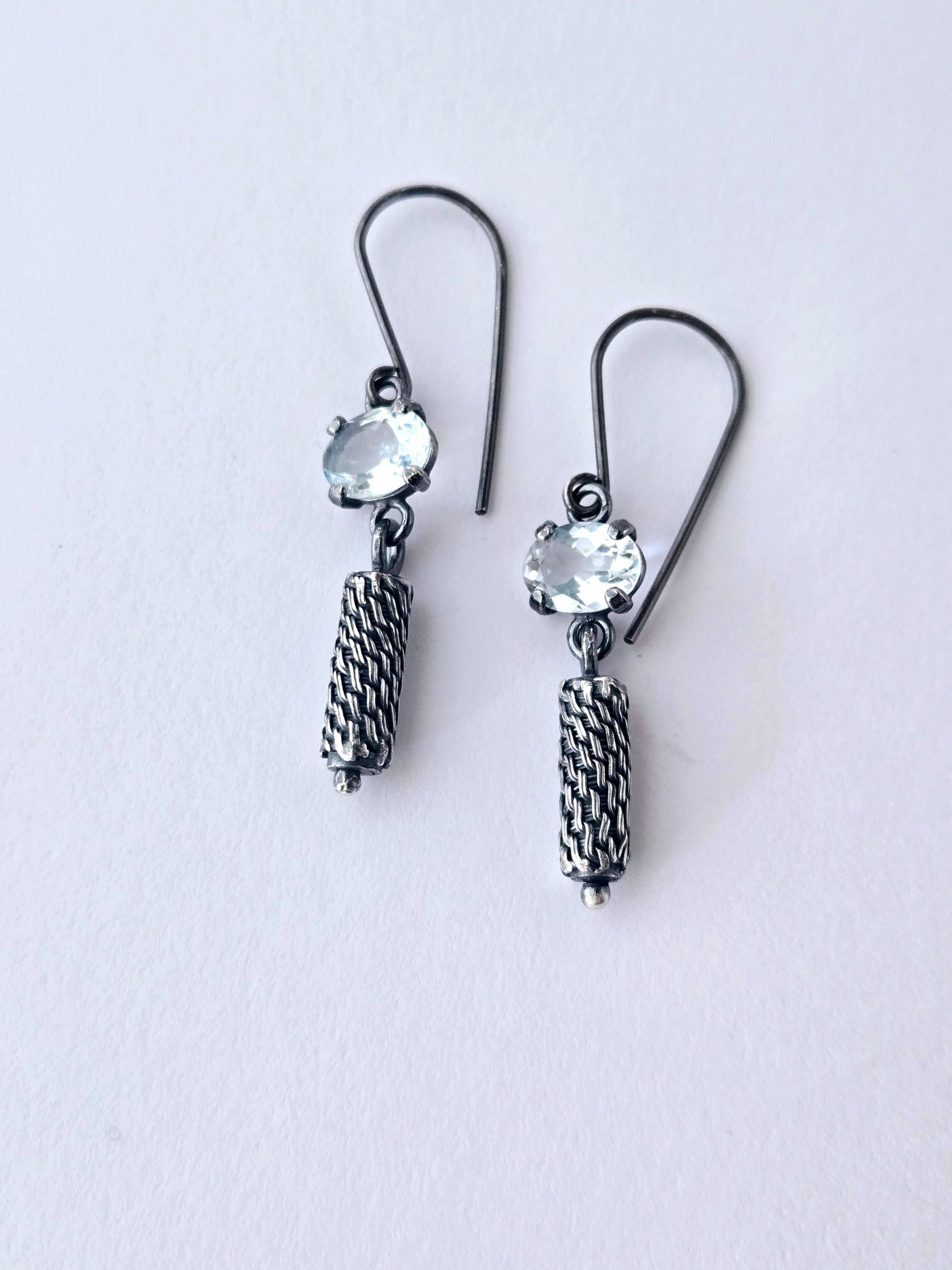 Petite Column Earrings with Aquamarine