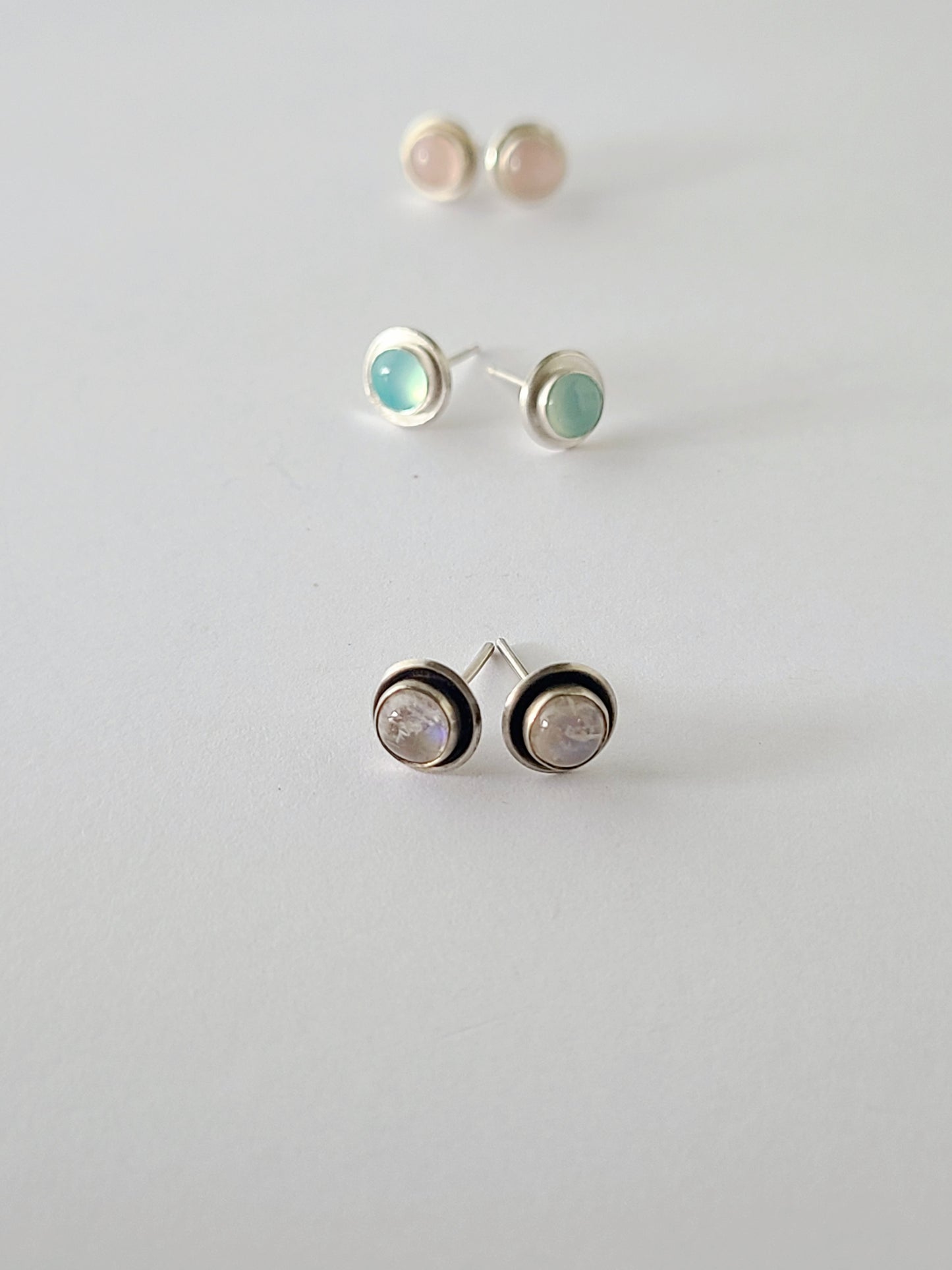 Cupped Gems Stud Earrings Choose Your Stone- 5mm gemstones