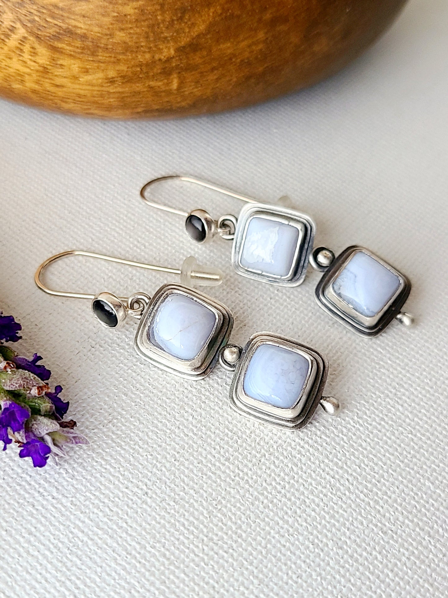 Blue Mist: Two Drop Dangle Earrings