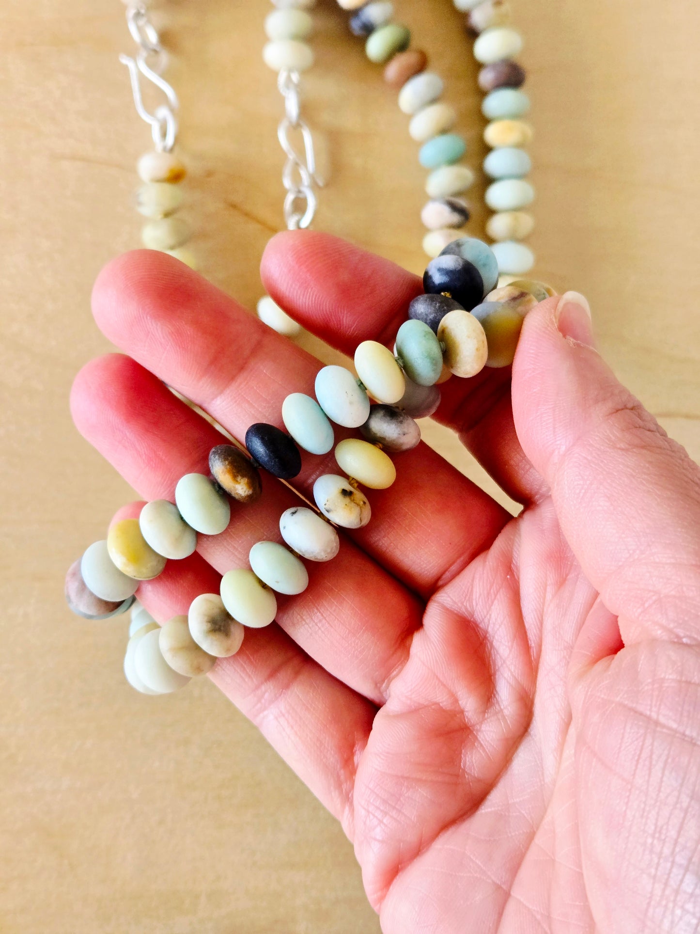 Amazonite Knotted 6x10mm Bead Necklaces