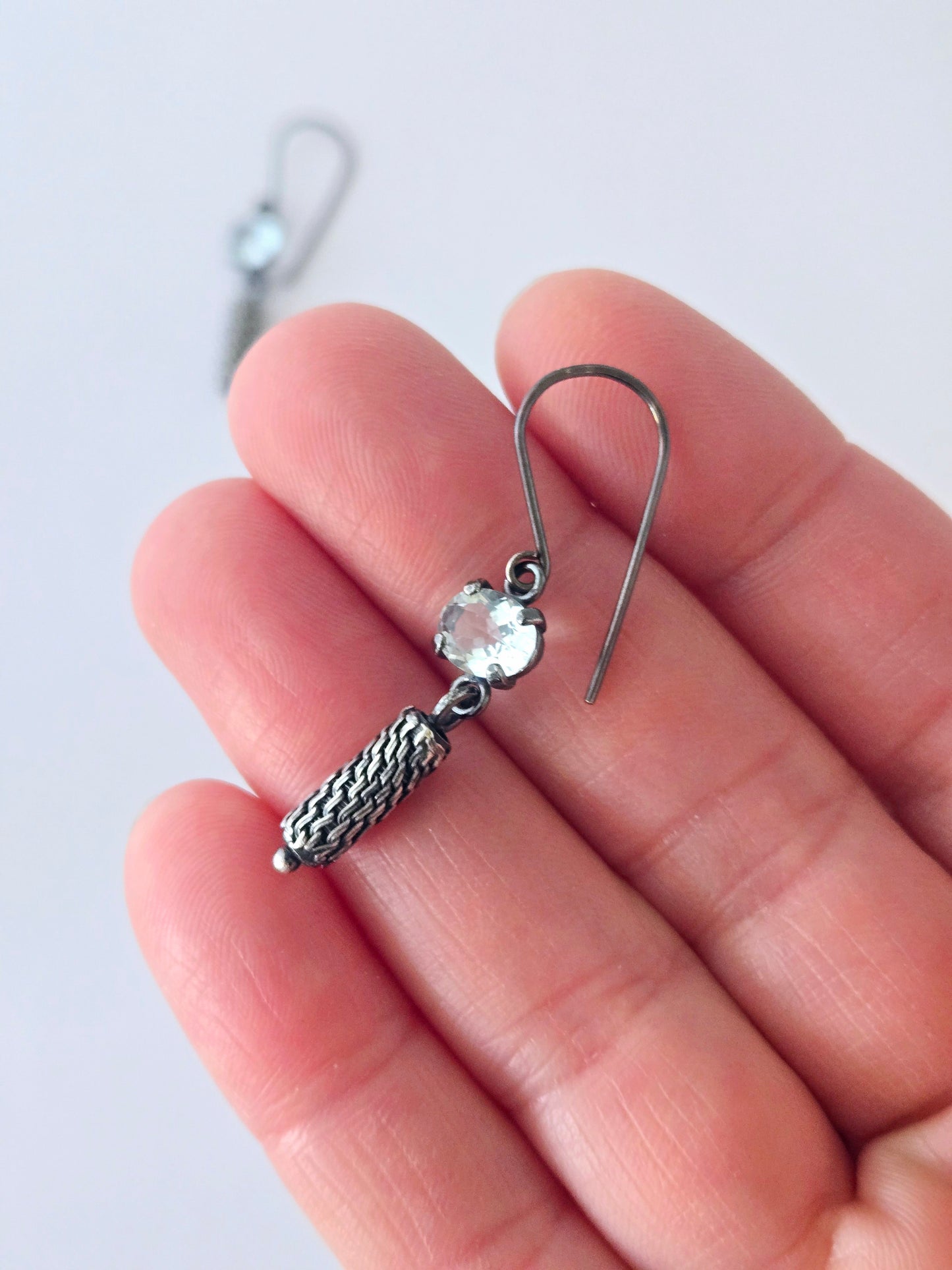 Petite Column Earrings with Aquamarine