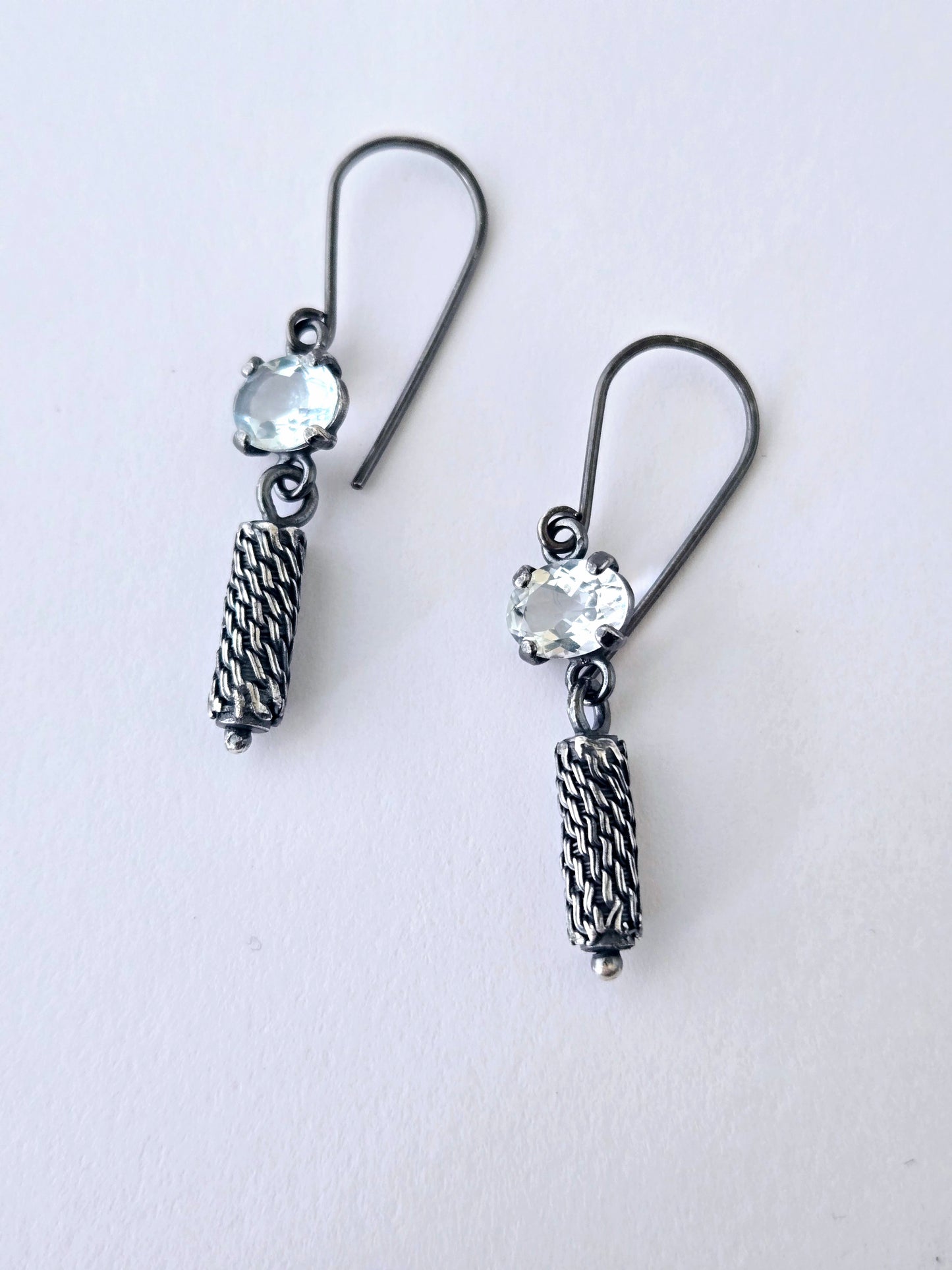 Petite Column Earrings with Aquamarine
