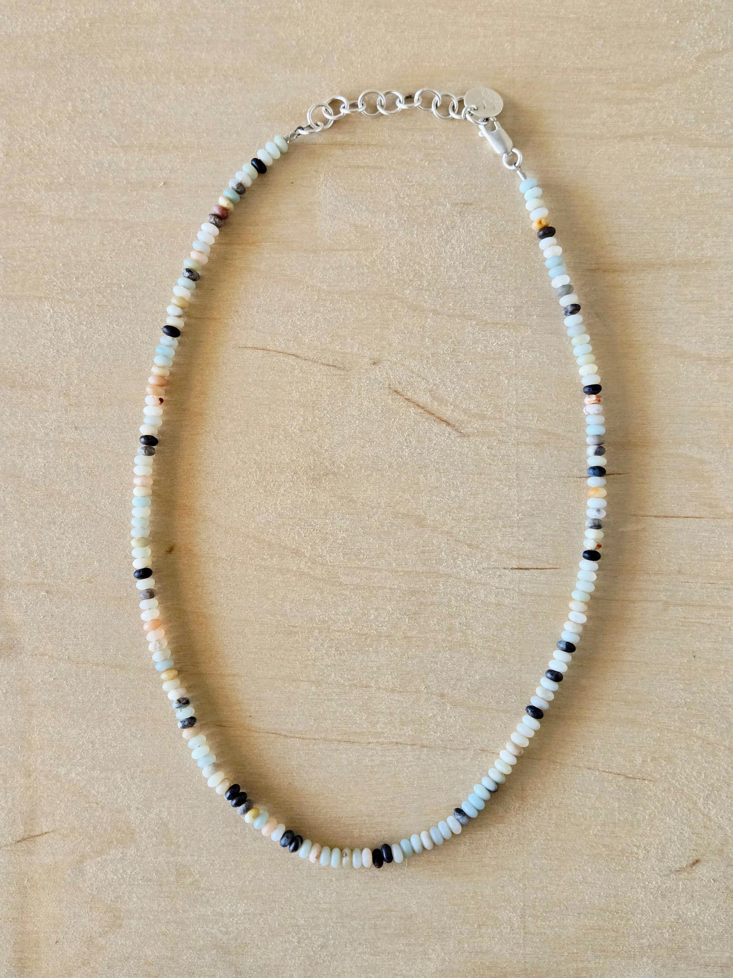Amazonite beaded necklaces-Matte Rondelle beads
