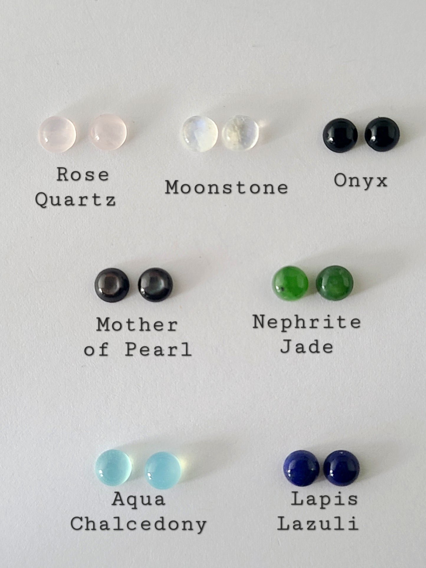 Cupped Gems Stud Earrings Choose Your Stone- 5mm gemstones