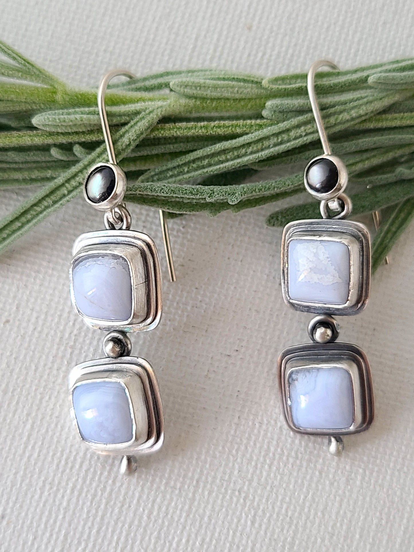 Blue Mist: Two Drop Dangle Earrings