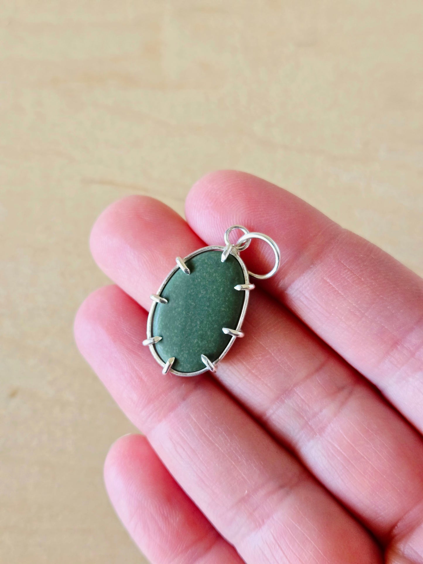 Large Green Beach Stone Charm
