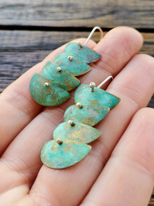 Dreaming about summer with my brass verdigris cascade earrings