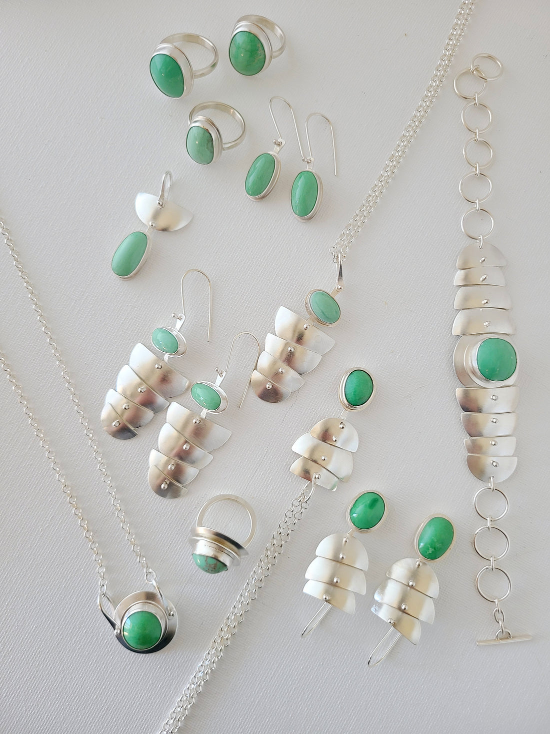 Sterling Silver and mint green variscite Cascade Collection jewelry designs