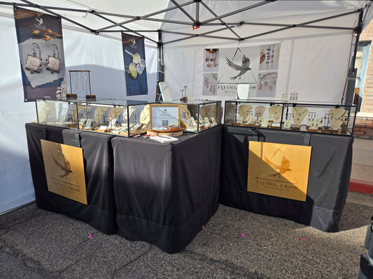 Flying Crow Metalworks jewelry booth display tables for art festivals