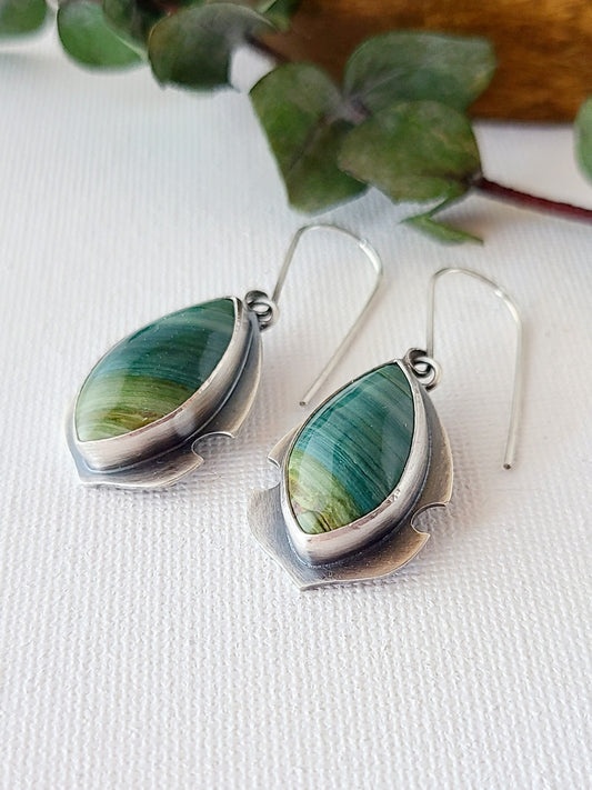 Wind and Water Navette earrings-teal and green