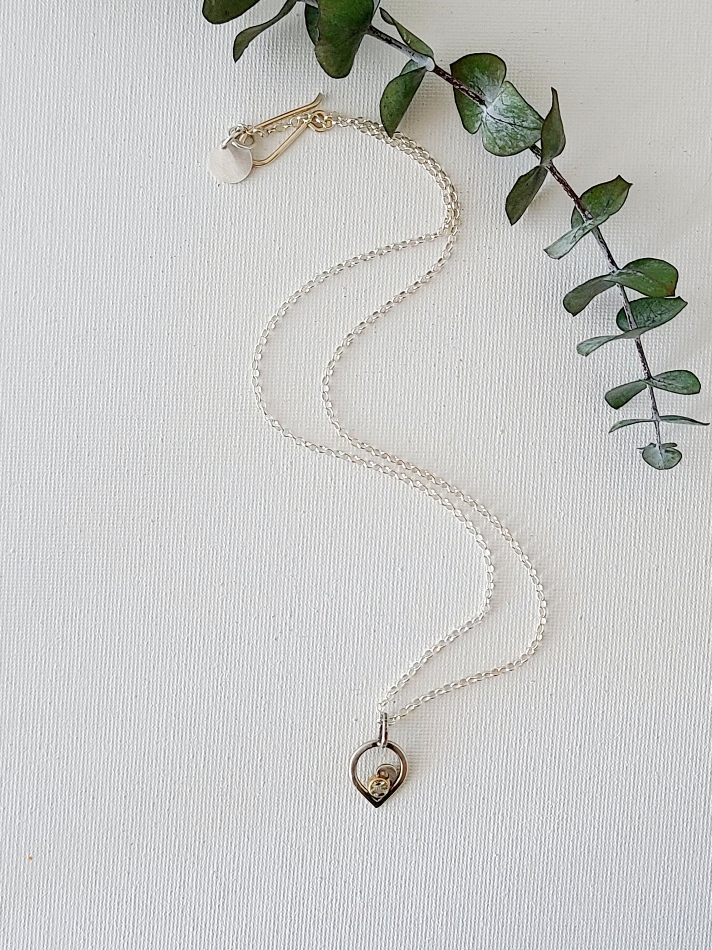 Wave pendant with Green Amethyst-SS/14k
