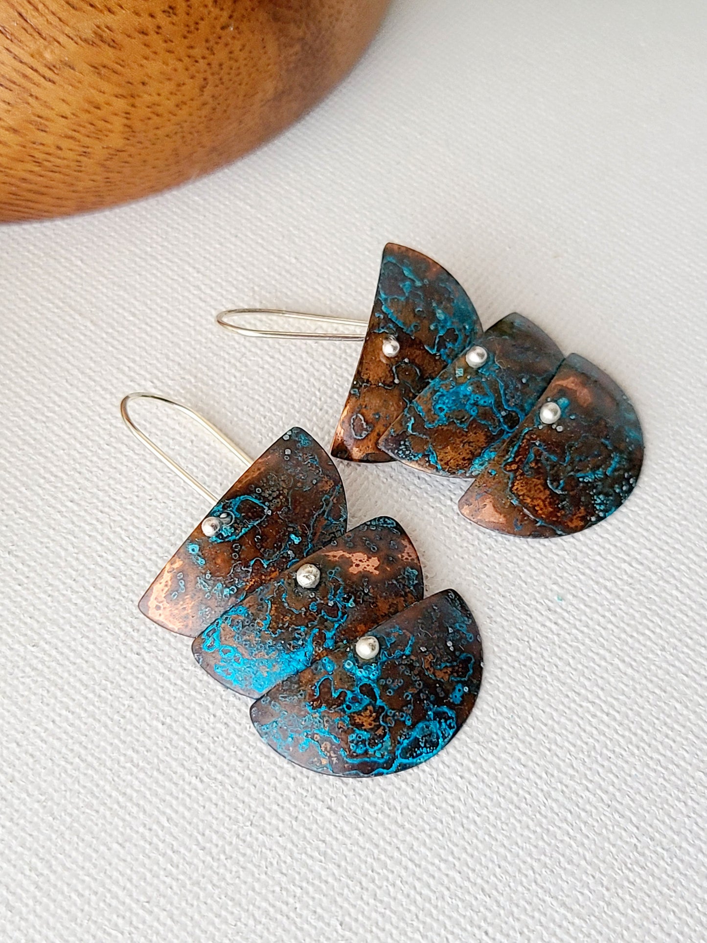 Cascade Copper Verdigris Earrings-2, 3, and 4 Tiers