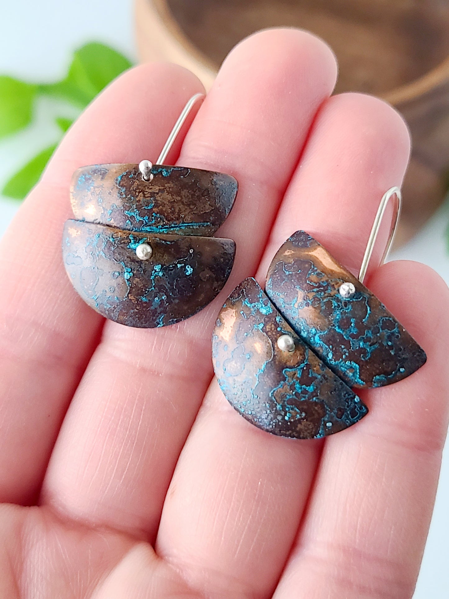 Cascade Copper Verdigris Earrings-2, 3, and 4 Tiers